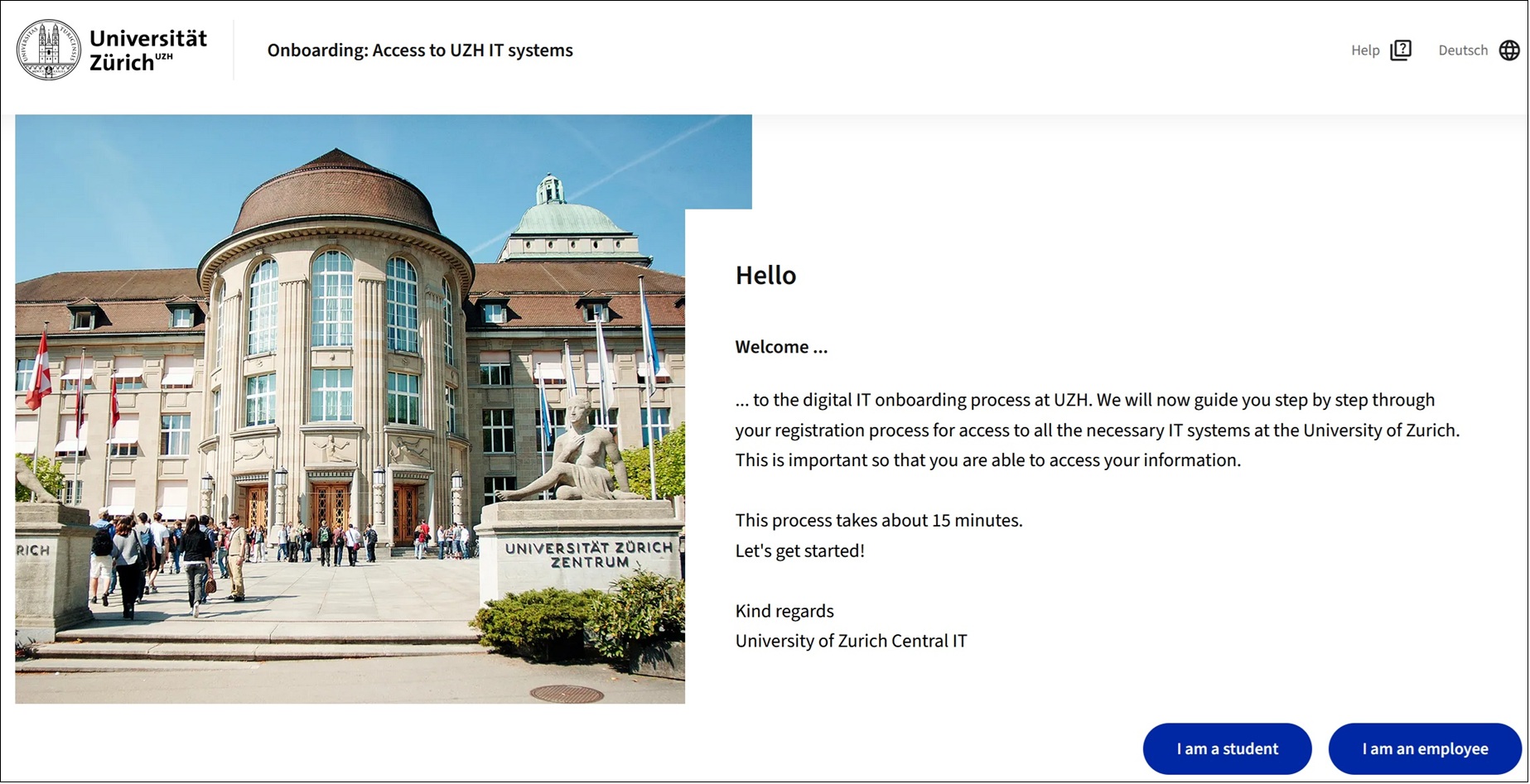 Figure 1: Initial password – onboarding start page