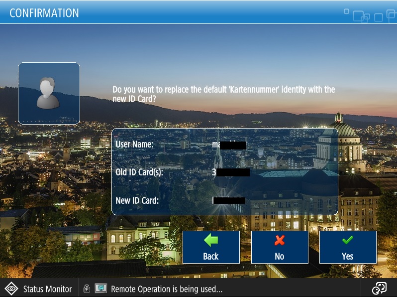 Figure 4: Confirmation message for the recognized new card.