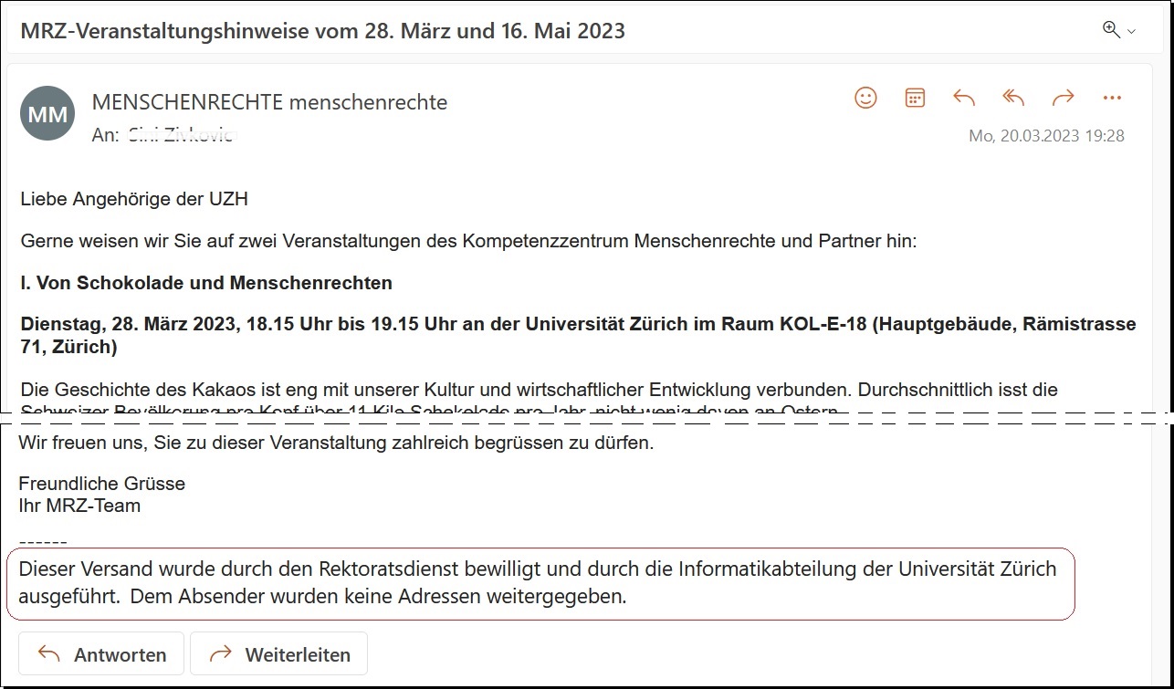 Beispiel-Email zum Massenversand