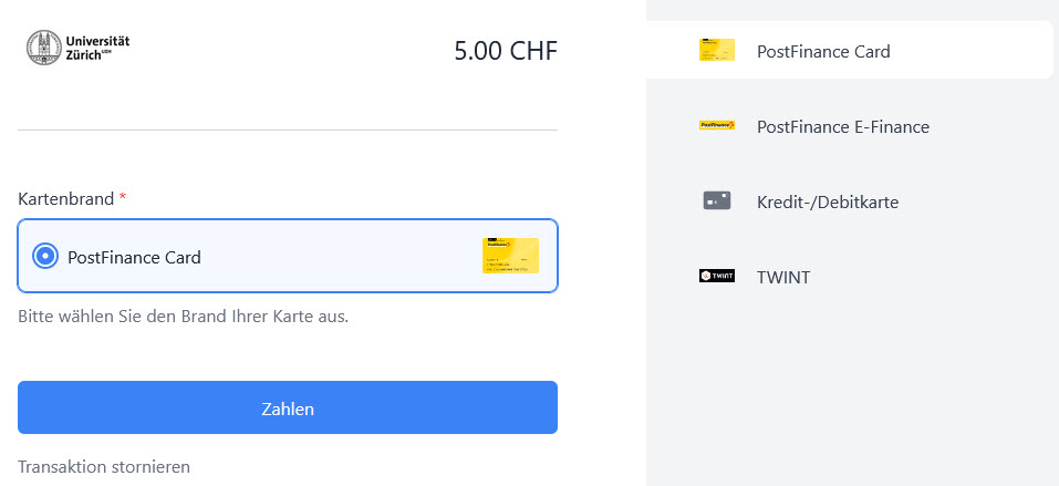 Bild 5: Zahlungsmethode auswählen