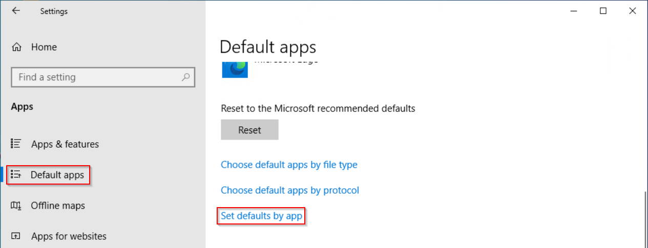 Select "Set defaults by app"