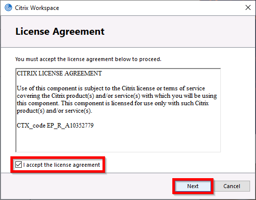 Accept the license agreement