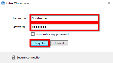 Enter Username und Password