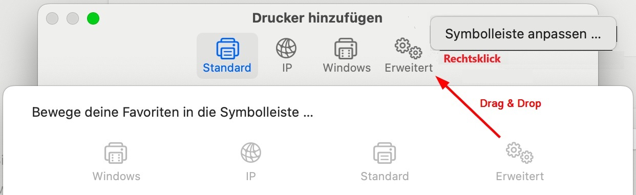 Symbolleiste anpassen