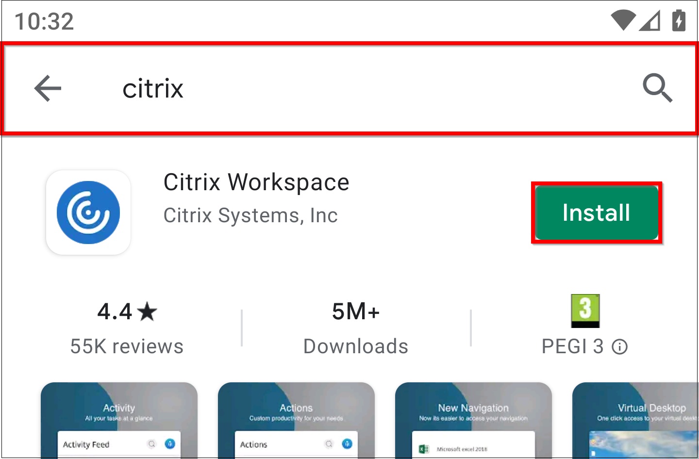Bild 1: Citrix Workspace App im Google Play Store
