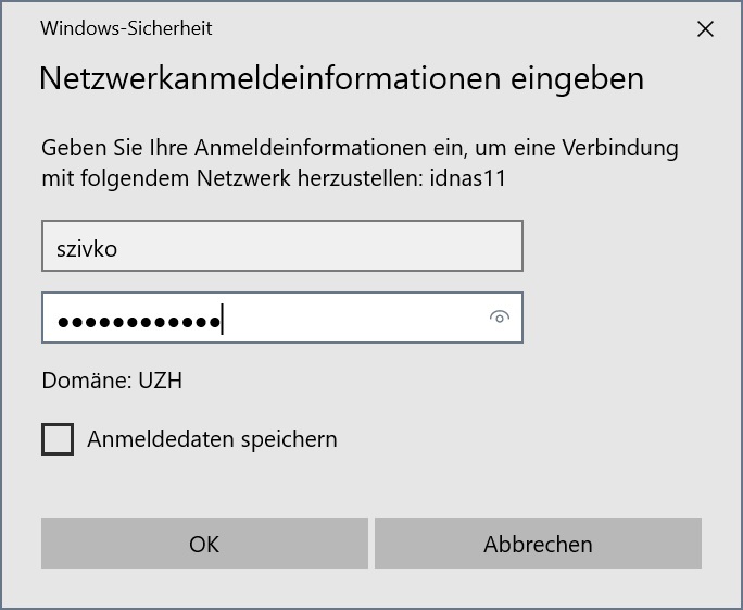 Bild 3: Windows-Dialogfeld für Benutzeranmeldung mit Eingabefeldern für Benutzername und Passwort