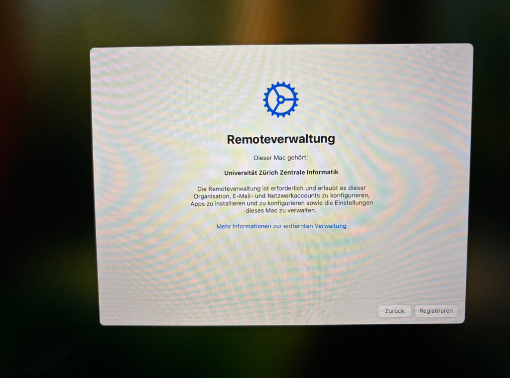 Remoteverwaltung auf Registrieren klicken