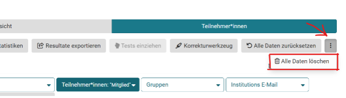 Internes Testing: Resultate löschen