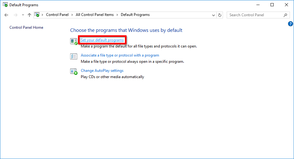 Click "Set default program"